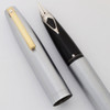 Sheaffer 444X Fountain Pen - Brushed Chrome w Gold Clip, Fine Steel Nib (Excellent, Works Well)
