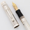 Wahl #4 Fountain Pen (1920s) - Silver Plate w Chevron Pattern, Lever Filler, Flexible Fine Nib (Excellent +, Restored)