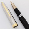 Sheaffer Clipper Snorkel Fountain Pen (1950s) - Black w/Silver Cap and Gold Trim, PdAg M4 Nib (Excellent, Restored)