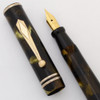 R H Macy and Company Fountain Pen (1930s) - Green Marble, Lever Filler, 14k Fine Flexible Warranted Nib (Very Nice, Restored)