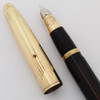 Sheaffer Crest  Deluxe 1500 Fountain Pen -  Black/Brown Striated, Vac-Fil, Fine 14k Triumph Nib (Excellent, Restored)