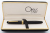 Omas Extra 620 Fountain Pen  (1980s) - Black w/Gold Trim, Piston Filler, Medium Gold Plated  Nib  (Excellent in Box, Works Well)