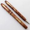 Waterman Skywriter Canada Fountain Pen and Pencil Set (1930s/40s) - Orange Striated, Medium Semi-Flex  Nib (Excellent, Restored)