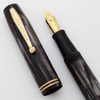 Waterman 92-A Fountain Pen (Canada, 1930s) - Grey Marble w/Red Lines, Lever Filler, 14k Flexible #2 Ideal Nib (Excellent, Restored)