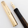 Parker Imperial Vacumatic Fountain Pen (Canada, 1944) - Brown Striated w Gold Filled Wavy Lines Cap, Fine 14k (Excellent, Restored)