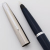 Parker 45 Classic Fountain Pen (1967-70) - Blue Body, Flighter Cap w Chrome Trim, Fine Steel Nib (Excellent, Works Well)