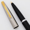 Parker 45 Classic Fountain Pen (post-1970)  -  Black, Steel Cap w/Gold Trim, Medium 14k Nib (Excellent, Works Well)