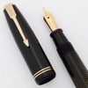 Parker Vacumatic Junior Fountain Pen (Canada 1949) - Laminated Black w/GP Trim, 14k Semi-Flex Medium Nib (Excellent, Restored)