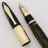 Sheaffer Lifetime Triumph - Marine Green Striated, Wide Cap Band, Lever-Fill, 14k Fine (Excellent, Restored)