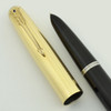 Parker 51 First Year Fountain Pen - High Cap Imprint, Wavy Line Cap, Black (Rare, Restored)