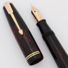 Parker Vacumatic Junior Shadow Wave Fountain Pen (1941) - Double Jewel, Red Striated, Speedline Filler, Fine Nib (Excellent +, Restored)