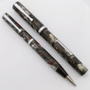 Waterman 94 Fountain Pen and Mechanical Pencil Set (Canada, 1930s) -  Grey & Red Marbled, Nickel Trim, Account 14k Nib (Excellent, Restored)
