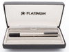 Platinum PMB-5000 Stainless Armor Fountain Pen - Brushed Stainless w Black Accents, 14k Medium Nib (Excellent in Box, Works Well)