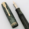 Parker Vacumatic Standard Fountain Pen (1937) - Green Pearl, Lockdown Filler, Double Jewels, Fine Nib (Excellent +, Restored)