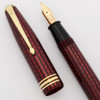 Conway Stewart 77 Fountain Pen (1950s/60s) - Red Herringbone, Lever Filler, Fine Flexible 14k Nib (Excellent, Restored)