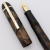 Eversharp Skyline Fountain Pen (1940s) - Brown Moire, Black Derby w/GT, Lever Filler,  Flexible Fine 14k Nib (Very Nice, Restored)