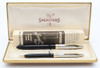 Sheaffer Sentinel Snorkel Fountain Pen Set - First Year w 14k Tube, Black, Factory Italic Stub 14k Nib (Excellent in Box, Restored)