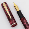 Diamond Point Junior Fountain Pen (1930s) - Red Marble w/GP Trim, Lever Filler, Fine Special Alloy Nib (New Old Stock w Plating Wear, Restored)