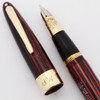 Sheaffer Lifetime Triumph 1250 (1940s) - Carmine Striated w Wide Cap Band, Vac-Fil, Fine 14k Triumph Nib (Excellent, Restored)