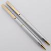 Sheaffer Fashion II Ballpoint & Pencil Set #240X (1990s) - Brushed Chrome w/GT  (New Old Stock in Box)