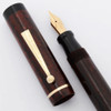 The Lincoln Oversize Fountain Pen - Red Woodgrain, Medium Flexible 14k Warranted #8 Nib (Excellent,  Restored)