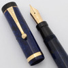 Parker Duofold Senior Fountain Pen (1920s) - Lapis (Early Blue on Blue) Marble, Button Filler, Parker Duofold Semi-Flex Fine Italic "C" Nib (Excellent, Restored)