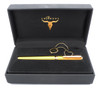 LeBoeuf Fountain Pen - Yellow w Gold Trim, Opal Jewel, Medium 18k Nib (Near Mint in Box, Works Well)