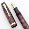 Parker Duofold Victory Mk 1 (UK, 1940s) - Lined Burgundy Black w/Gold Trim,  Button Filler, Medium Flexible Stub 14k Nib (Excellent +, Restored)