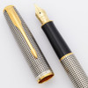 Parker Sonnet Cisele Fountain Pen (1996) - Sterling Silver Grid w/GT,  C/C, 18k Factory Stub Nib (Excellent, Works Well)