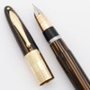 Sheaffer Lifetime Triumph 1250 (1942) - Brown Striated w Wide Cap Band, Vac-Fill, Fine 14k Triumph Lifetime Nib (Very Nice, Restored)