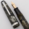 Parker Challenger Fountain Pen (1939) - Grey Marble, Full Size, Button Filler,  Fine Flexible Nib (Very Nice, Restored)