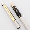 Sheaffer Targa 1010x Slim  Fountain Pen (1980s) - Silverplated Diamond Squares w/GP Trim, C/C, Broad 14k Australia Nib (Excellent, Works Well)