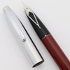 Sheaffer Triumph Imperial Fountain Pen (1990s) - Red Barrel, Brushed Chrome Cap, C/C, Medium Steel Nib (Excellent +, Works Well)