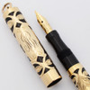 Conklin Crescent Ring Top Fountain Pen (1930s) - 3-Leaf Gold Filled Filigree, Fine Flexible #2 Toledo Nib (Excellent +, Restored)