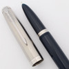 Parker 51 (Modern) Fountain Pen - Blue w Brushed Steel Cap, C/C,  Fine (Excellent, Works Well)