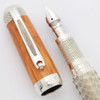 Tibaldi Bentley Mulsanne Fountain Pen  (2009) - Oversize, Sterling Silver w Burr Oak, C/C Fill, 18k Medium Nib (Near Mint, Works Well)