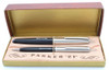 Parker 21 Fountain Pen Set - Black, Ridged Clip, Mark I, Medium (Near Mint in Box, Works Well)