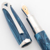 Montegrappa Genio Creativo Amedeo Modigliani LE Fountain Pen (2010)  - Blue Marbled Resin, Palladium Plated, 18k Medium Nib (Excellent, Works Well)