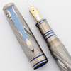 Grayson Tighe LE Fountain Pen (Twist?) - Damascus Steel,  Medium 18k Gold Nib (Excellent, Works Well)