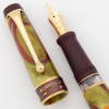 Aurora Asia Fountain Pen - Marbled Green and Burgundy Resin, Broad  18k Nib (Excellent, Works Well)