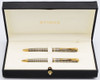 Parker Sonnet Ballpoint and Mechanical Pencil Set (1997) - Sterling Silver "Cisele" w/GT, 0.5mm Leads   (Near Mint in Box, Works Well)