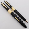 Sheaffer Triumph Autograph Fountain Pen Set - Black, 14k Gold Bands and Trim, Medium 14k Triumph Nib (Excellent, Restored)