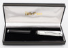 Italix Fountain Pen - Black w Wavy Lined Chrome Cap, C/C, Broad Italic Steel Nib (Mint in Box, Works Well)