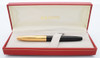 Sheaffer Triumph Imperial Fountain Pen (1990s) - Black w/Electroplated Gold Lined Cap, C/C, 14k V-Inlay Medium Nib (Excellent +, in Box, Works Well)