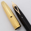 Sheaffer PFM V Fountain Pen (1950s/60s) - Black w Gold Filled Line Pattern Cap, Snorkel Filling System, 14k Medium Nib (Excellent,  Restored)