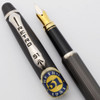Retro 51 Fountain Pen - Grey Lined w/Silver "Retro" Clip, C/C, Fine Iridium Point Nib (Excellent +, Works Well)