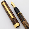 Recife Victory Fountain Pen (1990s) - Olive Ripple Ebonite, C/C, Fine 18k Nib (Excellent +,  Works Well)