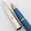 Sheaffer School Pen Early Version (1960s Canada) - Blue w/Chrome Lined Cap, Medium Triumph Nib, Cartridge Only  (Excellent, Works Well)