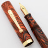 Waterman 52 Fountain Pen (1920s)- Red Ripple, Lever Filler,  Fine Flexible Ideal New York #2 Nib (Excellent +, Restored)