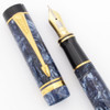 Parker Duofold Centennial Fountain Pen (1990) - Blue Marble w/GT, Extra Fine Italic 18k Nib (Excellent, Works Well)